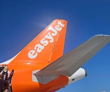 Tail of an easyJet plane. Credit: Carole Bold